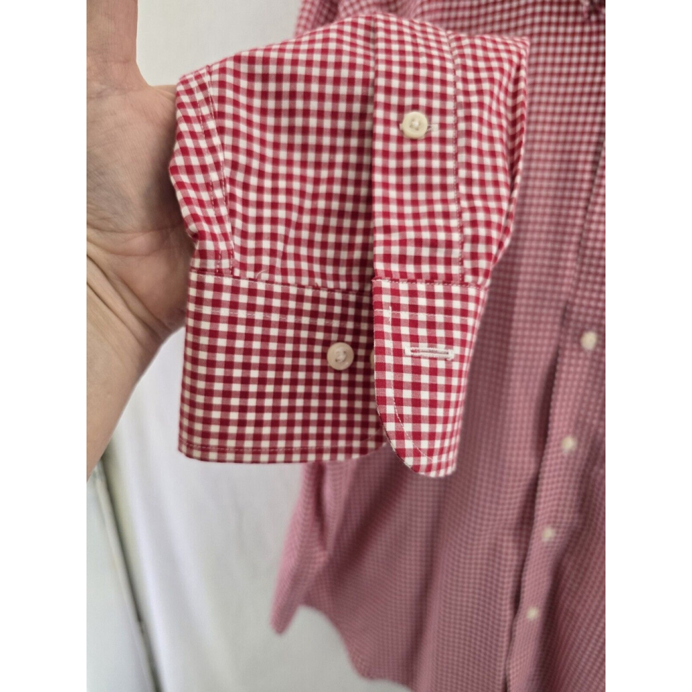 LaurenRalph Lauren Red /white Gingham Long Sleeve Button Cotton Shirt Mens 17/32 - Picture 6 of 7